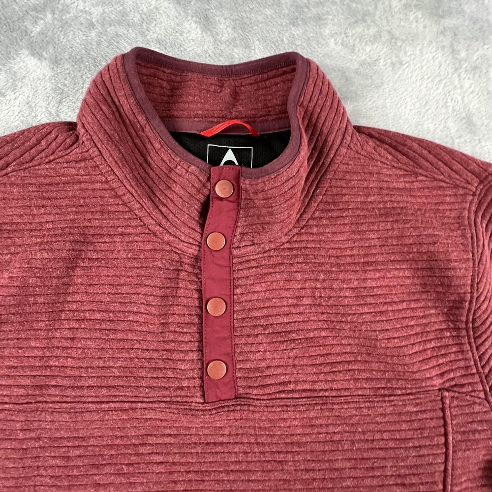 Gerry Sweatshirt Mens XL Red Snap Henley Mock Neck Lined Pockets Pullover Fleece - Picture 3 of 14
